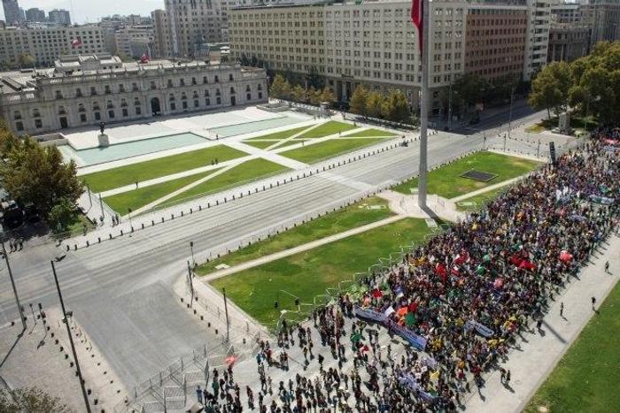 Protesters march through central Santiago, Chile to express opposition to the current pension system -- criticised because of low returns to pensioners