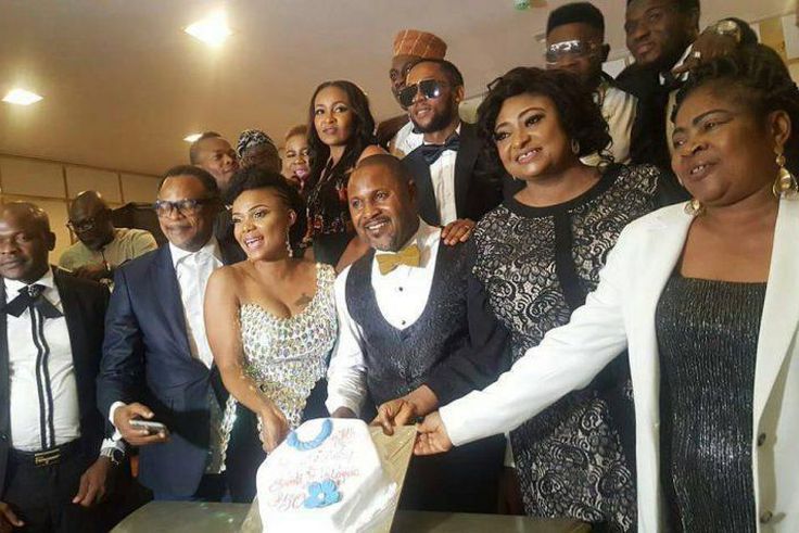 Saidi Balogun in a picture with guests who attended his dinner party.