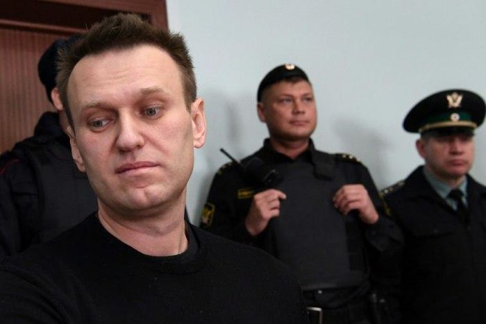 Russian opposition leader Alexei Navalny attends a court hearing in Moscow on March 30, 2017
