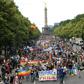 Gay parade in front of the Siegesaeule, or Victory Column, in Berlin on June 27, 2015