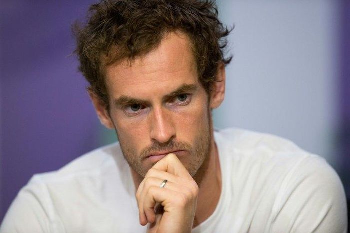 Britain's Andy Murray attends a press conference at The All England Tennis Club in Wimbledon, southwest London, on July 12, 2017, after losing his men's quarter-final match against US player Sam Querrey
