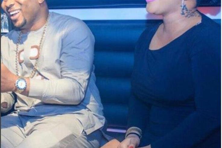 Tonto Dikeh and husband, Churchill Olakunle Oladunni at her surprise birthday party