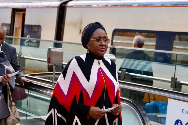 Aisha Buhari in a Ferragamo Cape worth over 1Million naira