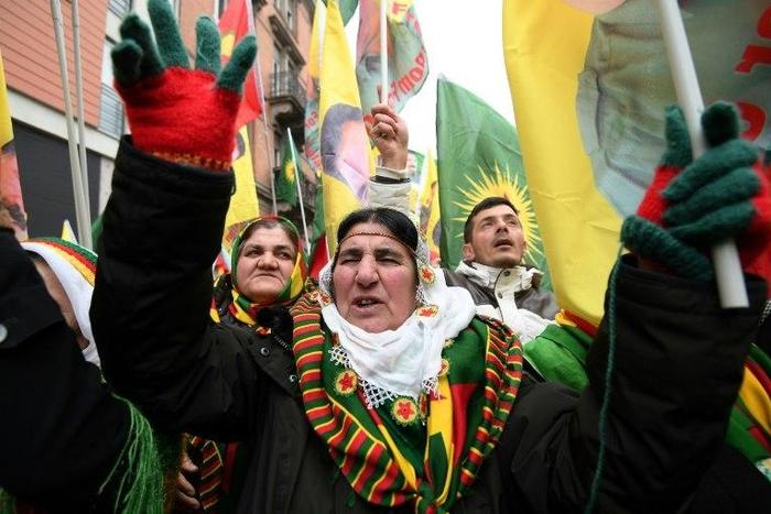 Kurdish demonstrators were marching through Strasbourg demanding Ocalan's release for an 18th straight year