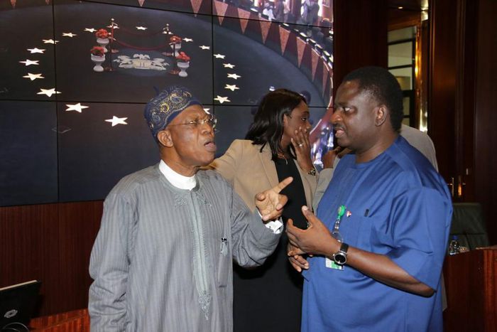 Minister of Information and Culture, Alhaji Lai Mohammed, and Spokesman to the President, Mr. Femi Adesina