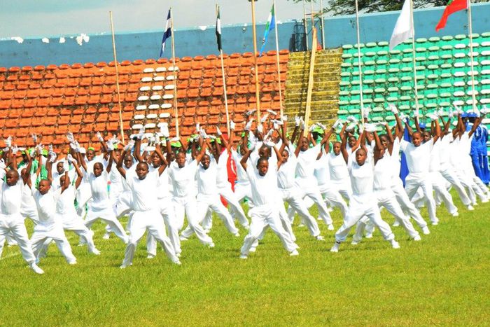 Nigerian Air Force members on aerial display during the opening ceremony of the 7th Nigerian Air Force Games
