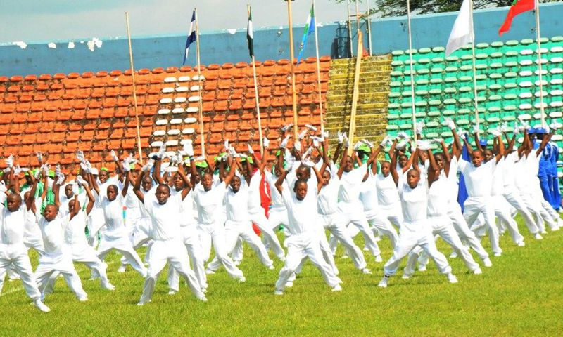 Nigerian Air Force members on aerial display during the opening ceremony of the 7th Nigerian Air Force Games