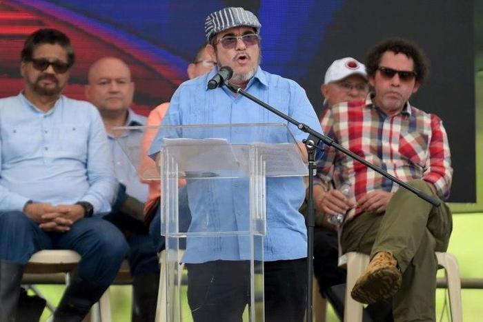 Rebel leader Rodrigo Londono, pictured here at a ceremony last month marking the end of the FARC as an armed group, will continue his recovery in Cuba