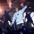 Justin Bieber, performing at the Manchester Arena.
