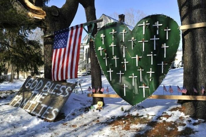 A gunman massacred 26 children and teachers during a 2012 shooting at the Sandy Hook Elementry School in Newtown, Connecticut