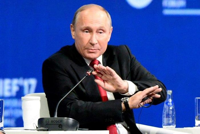 Russian President Vladimir Putin speaks during a session of the St. Petersburg International Economic Forum, on June 2, 2017