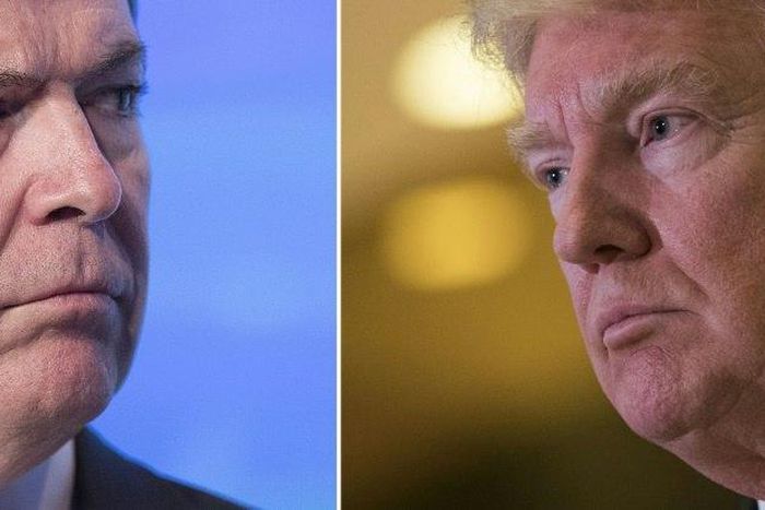 US President Donald Trump (right) and ousted FBI director James Comey