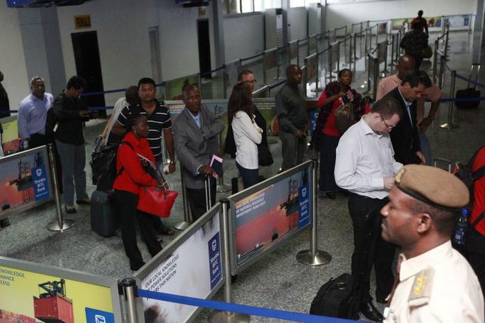 Travelers checking-in at Muritala Mohammed International Airport, Lagos