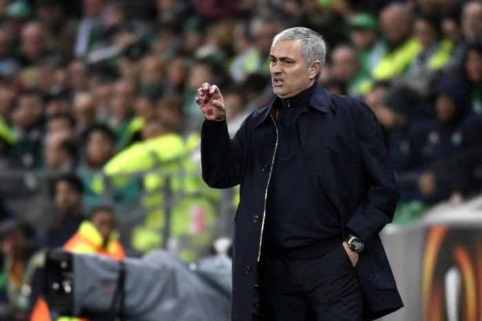 Manchester United's manager Jose Mourinho pictured during their Europa League match against Saint-Etienne, at the Geoffroy Guichard stadium in Saint-Etienne, France on February 22, 2017