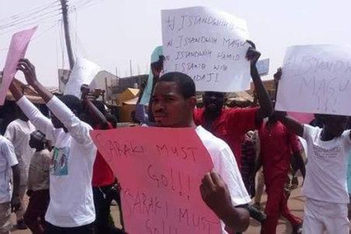 Youths protest against Senate President, Bukola Saraki in Yobe