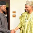 Acting President Yemi Osinbajo (left) and former Vice President Namadi Sambo at the Presidential Villa, Abuja on Wednesday, May 10, 2017.