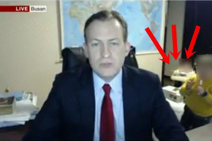 Two kids crash their father's BBC interview