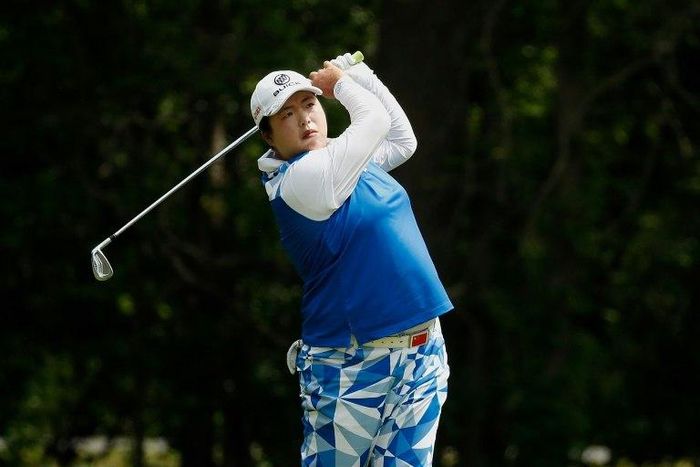 Feng Shanshan of China hits her second shot on the eighth hole during the final round of the LPGA Volvik Championship on May 28, 2017