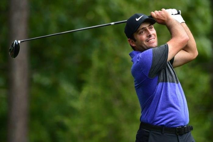 Francesco Molinari of Italy plays his shot from the eighth tee during round one of the Wells Fargo Championship at Eagle Point Golf Club in Wilmington, North Carolina