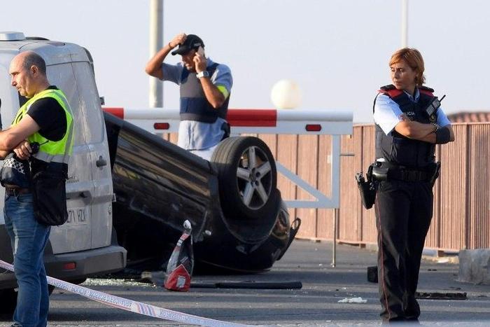 At least six civilians and a policeman were injured when the vehicle slammed into the crowd in Cambrils