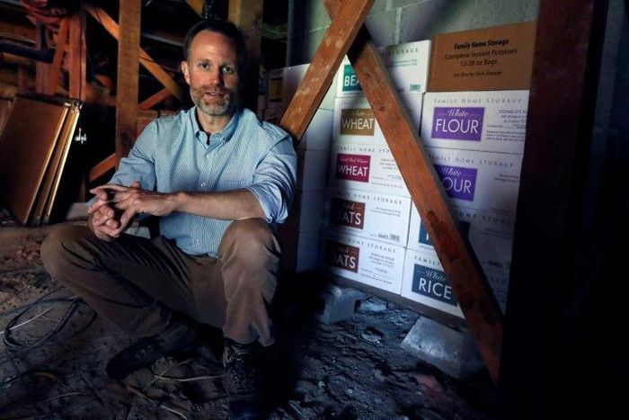 Survivalist Adam Taggart has stockpiled months worth of canned food in his home in Sebastopol, California