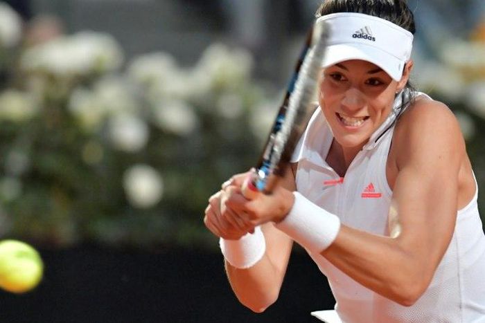 Garbine Muguruza of Spain returns the ball to Venus Williams of US during the WTA Tennis Open tournament in Rome at the Foro Italico, on May 19, 2017