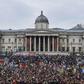 The east wing of the National Gallery on London's Trafalgar Square, where the permanent exhibition of British paintings is housed, was evacuated and closed for two hours