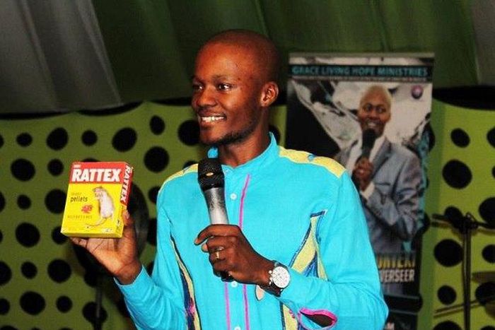 Pastor Light Monyeki holding the rat poison