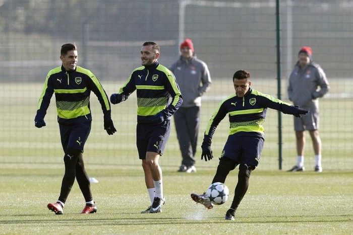 Arsenal trains at the club's complex in London Colney in December 2016