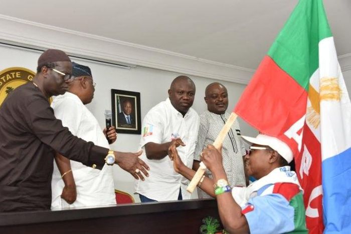 Lagos speaker, Mudashiru Obasa, Akinwunmi Ambode, Henry Ajomale and Baba Eto