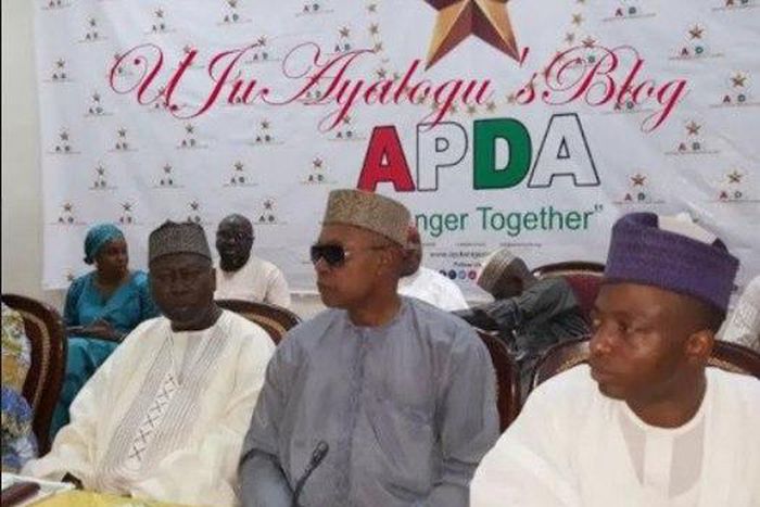 Mallam Shittu Mohammed flanked by two leaders of APDA