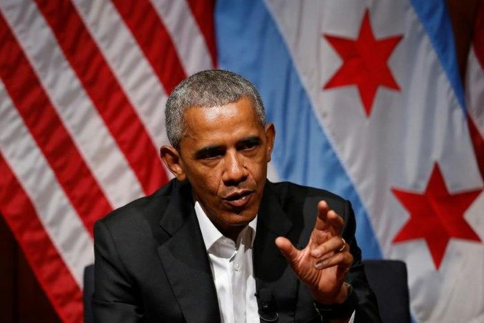Former US President Barack Obama speaks with young people about community organizing in his first public appearance since leaving the White House