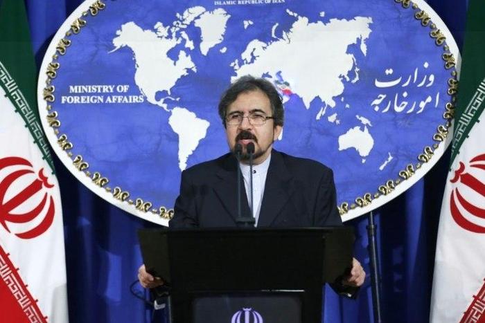 Iranian foreign ministry spokesman, Bahram Ghasemi, speaks during a press conference in Tehran