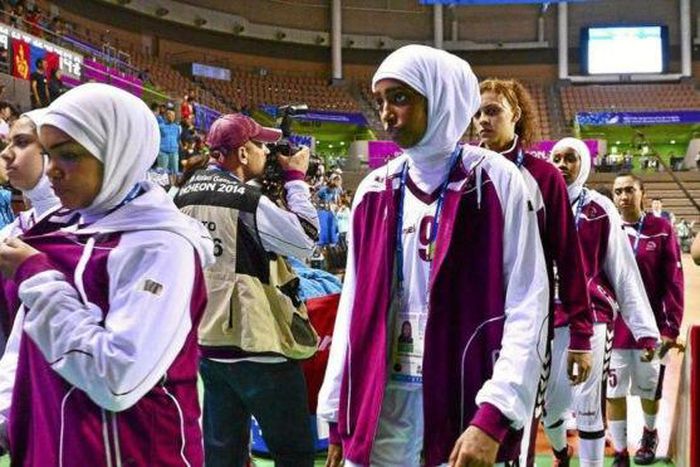 Some basketballers with religious wear