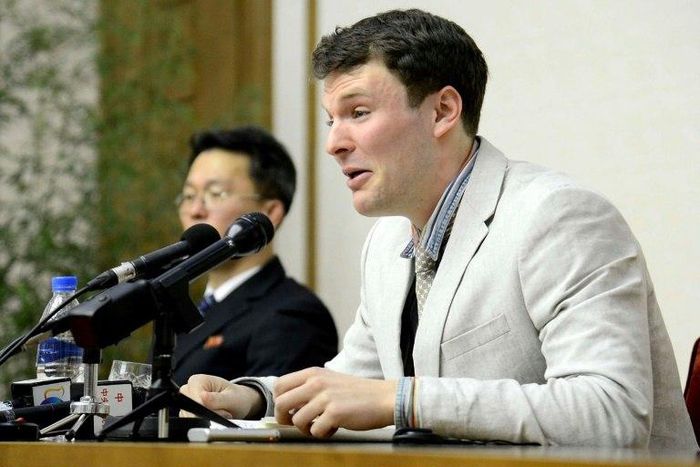 The death of US student Otto Warmbier (R) -- shown in a photo released by North Korea's official Korean Central News Agency (KCNA) on March 1, 2016 -- in part sparked the US travel ban