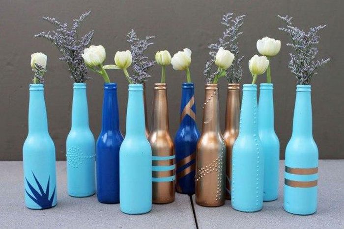 Beer bottle bud vase