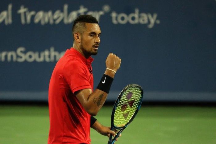 Australia's Nick Kyrgios (pictured) defeated Spain's David Ferrer at the ATP Cincinnati Masters on August 19, 2017, to book a final date with Bulgarian Grigor Dimitrov