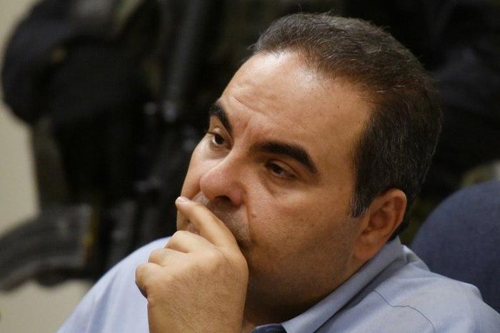 Former Salvadoran President (2004-2009), Elias Antonio Saca, attends a hearing at the Isidro Menendez Judicial Centre in San Salvador in November 2016