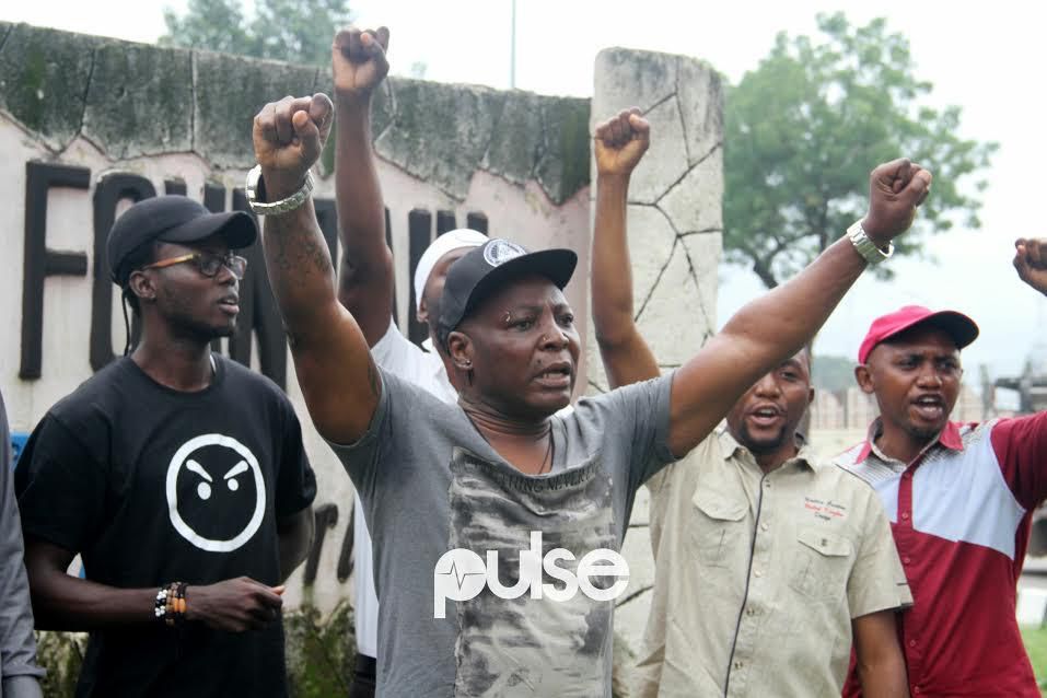 Charles Oputa a.k.a Charly Boy protesting at Unity Fountain, Abuja on Wednesday, August 16, 2017