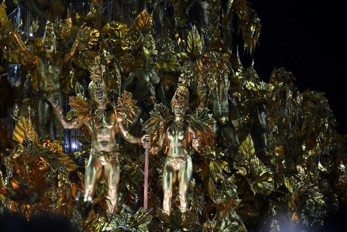 Revellers of the Portela samba school perform on the second night of Rio's Carnival at the Sambadrome in Rio de Janeiro, Brazil, early on February 28, 2017