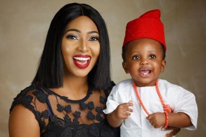 Lilian Esoro and son, Jayden Franklin pose for the camera