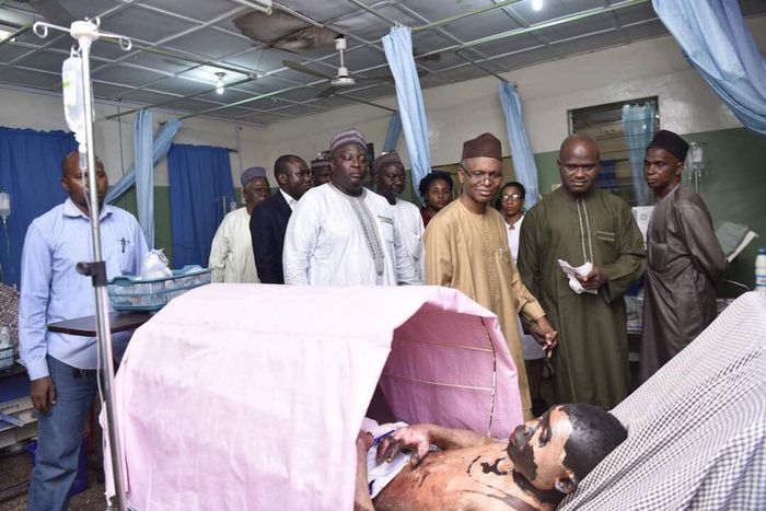 Kaduna State Governor, Nasir El-Rufai, visits victims of fire incident in Kakuri on Tuesday, May 16, 2017.