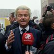Dutch far-right Freedom Party leader (Partij Voor De Vrijheid - PVV) Geert Wilders (C) speaks to journalists as he officially launches his parliamentary election campaign in Spijkenisse on February 18, 2017