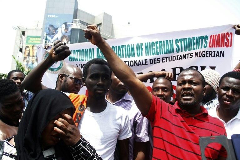 Nigerian students staged a protest in Abuja on February 23, 2017, over a spike in attacks targeting foreign nationals in South Africa