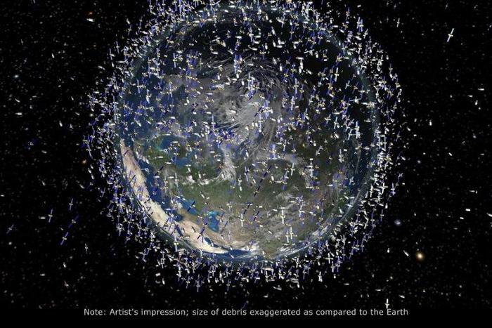 An artist's impression of the more than 100 million pieces of debris in orbit around the Earth
