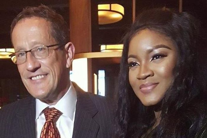 Omotola Jalade-Ekeinde and Richard Quest