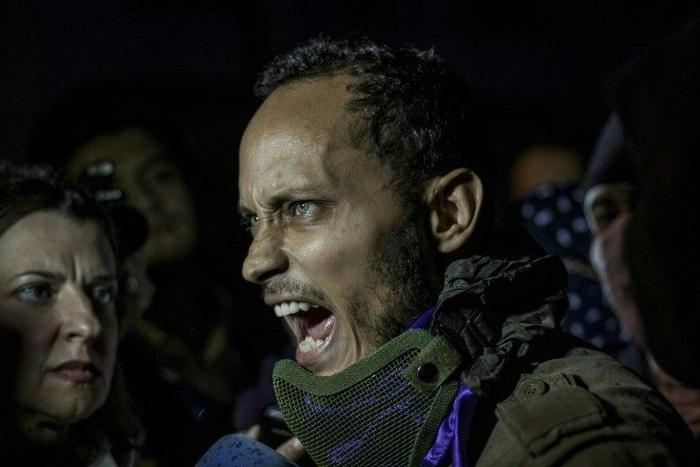 Oscar Perez, the action star who dropped grenades over Venezuela's Supreme Court appears at an opposition rally in Caracas