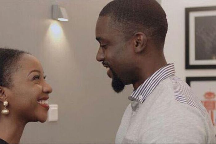 Mawuli Gavor and Ini Dima-Okojie on set of "Entangled"