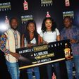 Mc Ogbolo, Cassie Onyejeike (Winner Mr Dowell's Friendship Party Port Harcourt), Brand Manager Mc Dowell's, Temitope Adenle and Desire Igwe (Winner Mr Dowell's Friendship Party Port Harcourt)
