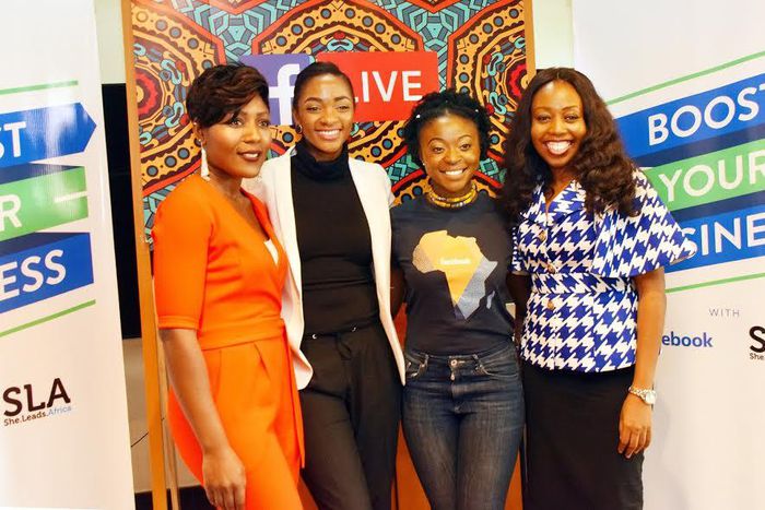 Abi Williams, SMB Manager for Middle East, Africa and Turkey; Elizabeth Oputa, Afua Osei, Co-founder, SheLeadsAfrica; and Stephanie Obi at Facebook and SheLeadsAfrica Boost Your Buisness training at the Ford Foundation.